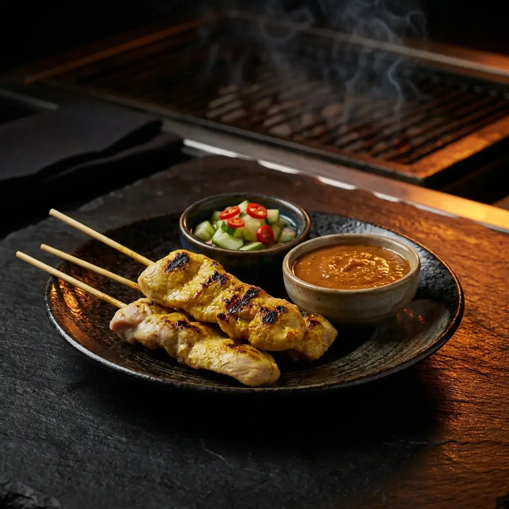 Crocodile satay skewer