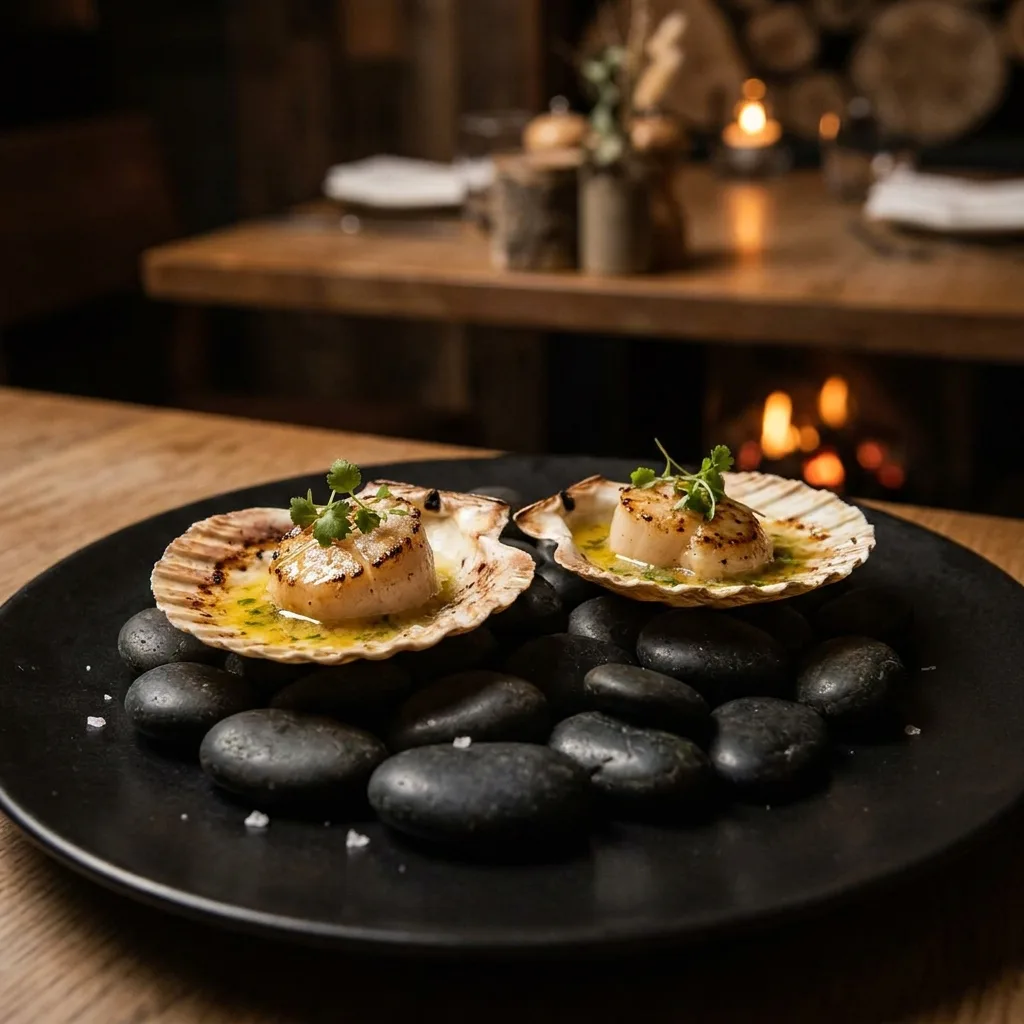 Hibachi scallops with kaffir lime butter