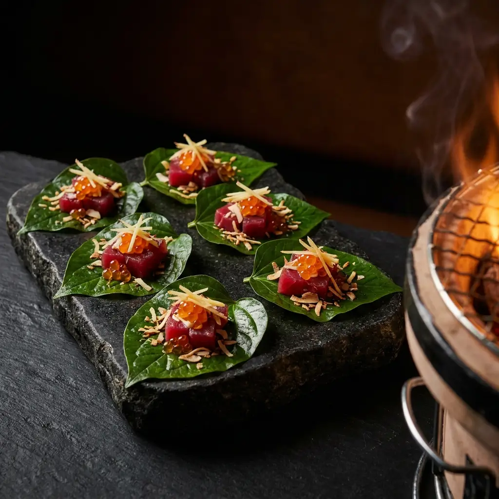 Ember trout in betel leaf