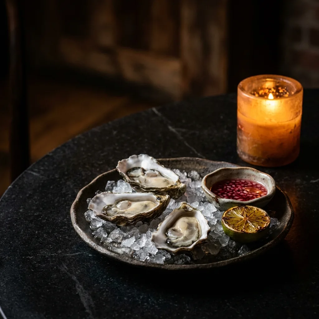 Natural oysters with mignonette