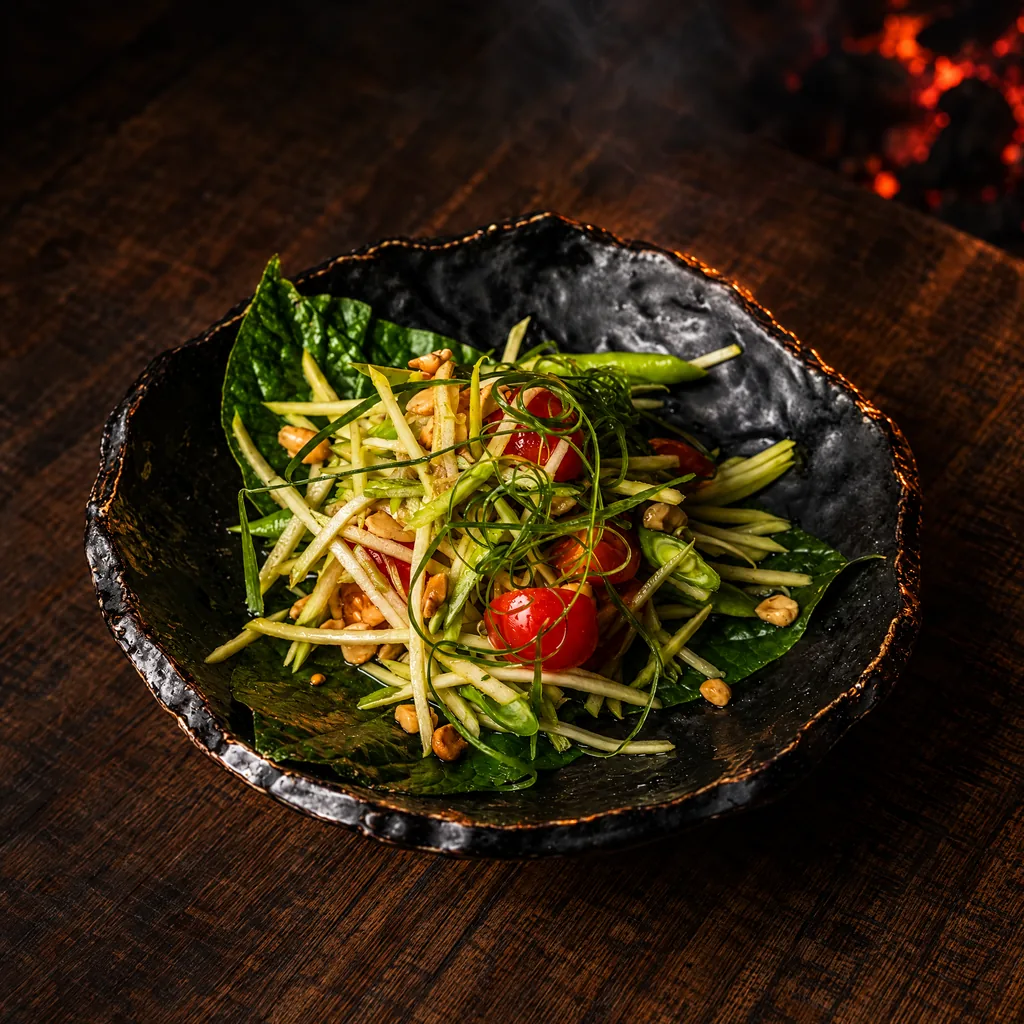 Seasonal salad, currently green mango and apple