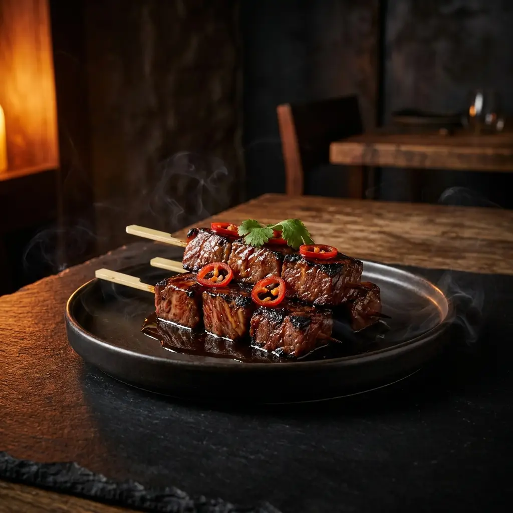 Wagyu skewer with massaman spice